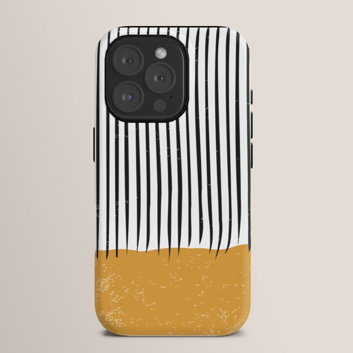 (White Background) Mid Century Modern Minimalist Rothko Inspired Color Field With Lines Geometric Style  iPhone Case