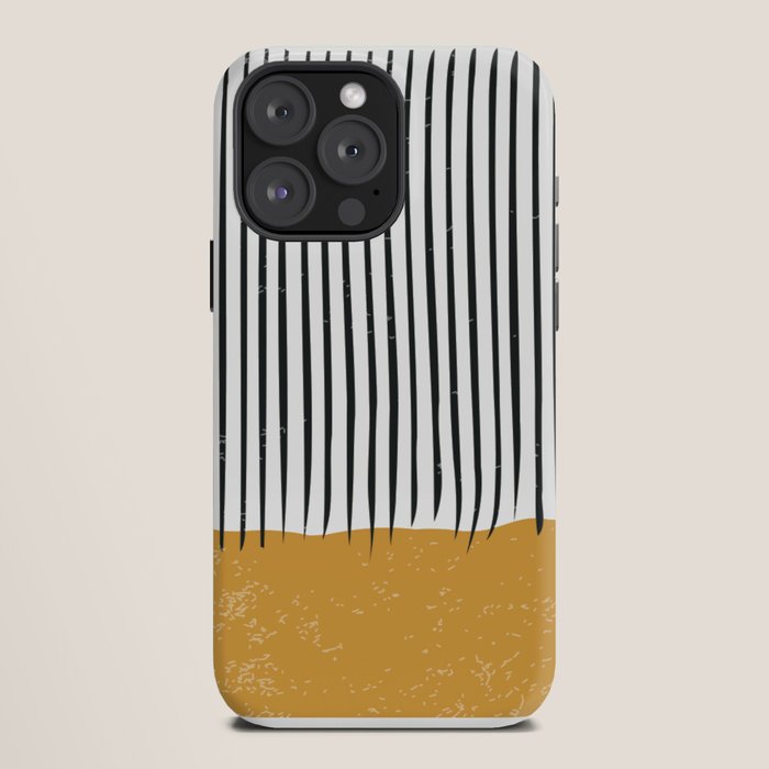 (White Background) Mid Century Modern Minimalist Rothko Inspired Color Field With Lines Geometric Style  iPhone Case