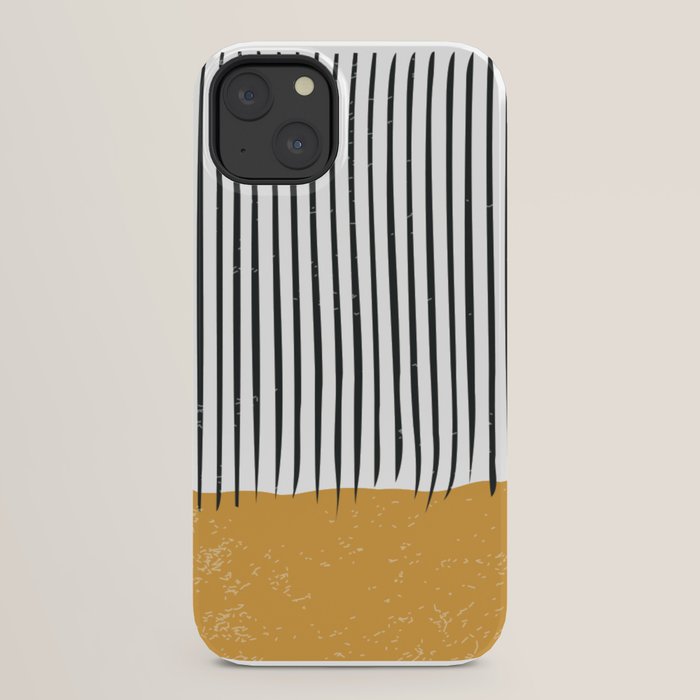 (White Background) Mid Century Modern Minimalist Rothko Inspired Color Field With Lines Geometric Style  iPhone Case
