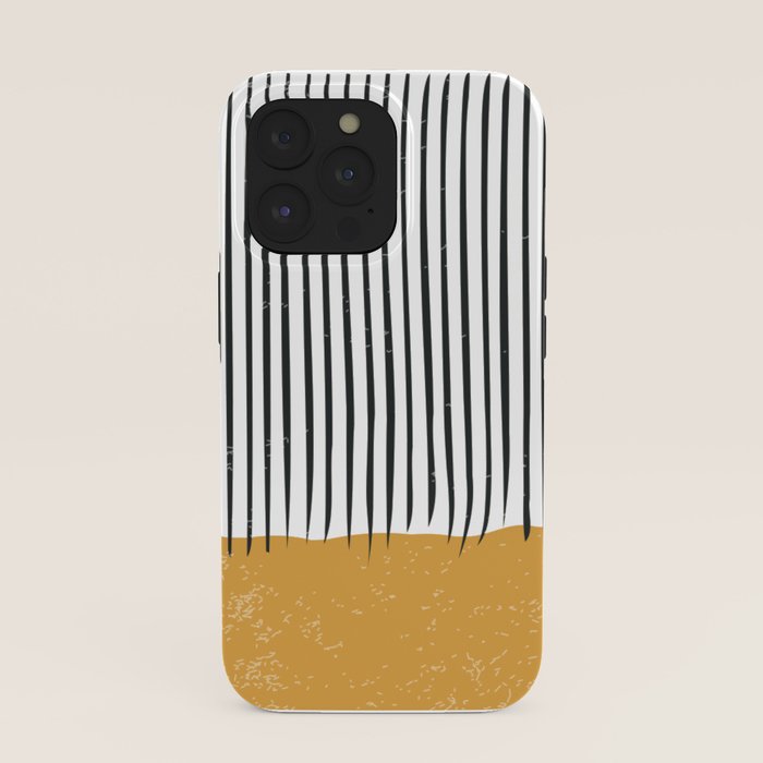 (White Background) Mid Century Modern Minimalist Rothko Inspired Color Field With Lines Geometric Style  iPhone Case