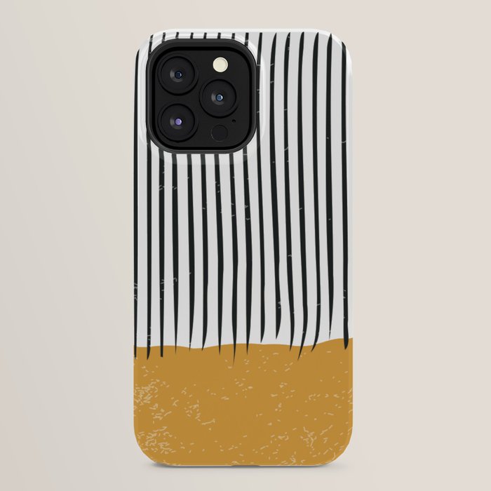 (White Background) Mid Century Modern Minimalist Rothko Inspired Color Field With Lines Geometric Style  iPhone Case