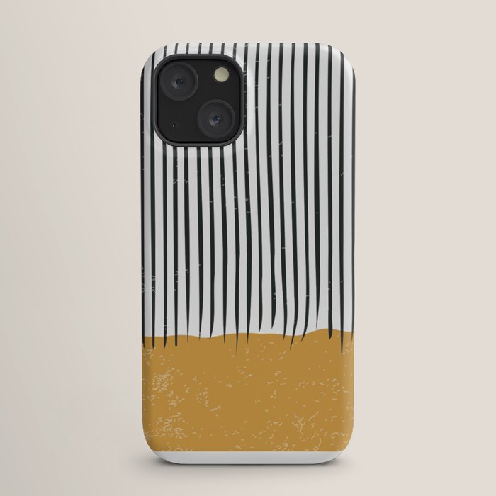 (White Background) Mid Century Modern Minimalist Rothko Inspired Color Field With Lines Geometric Style  iPhone Case