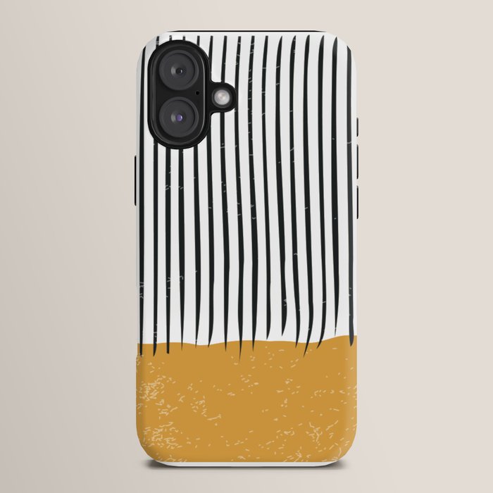 (White Background) Mid Century Modern Minimalist Rothko Inspired Color Field With Lines Geometric Style  iPhone Case