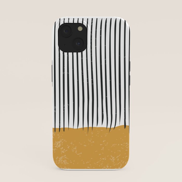 (White Background) Mid Century Modern Minimalist Rothko Inspired Color Field With Lines Geometric Style  iPhone Case