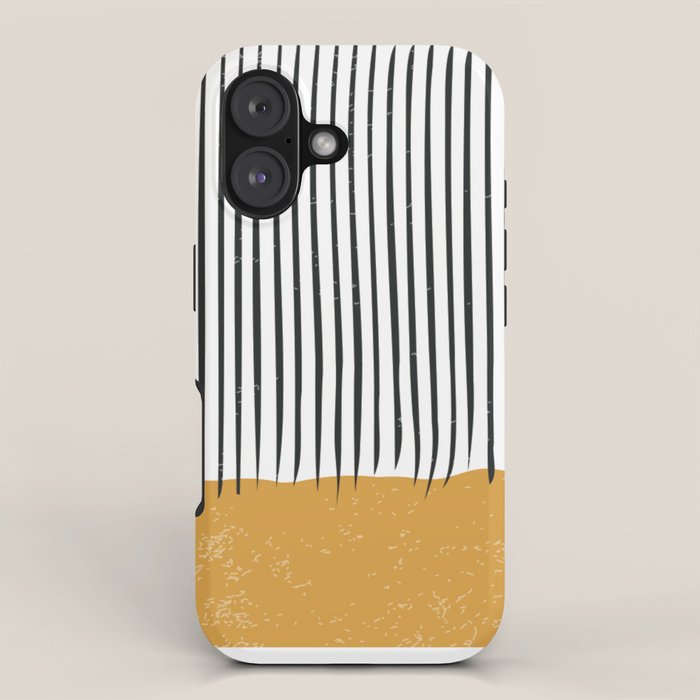 (White Background) Mid Century Modern Minimalist Rothko Inspired Color Field With Lines Geometric Style  iPhone Case
