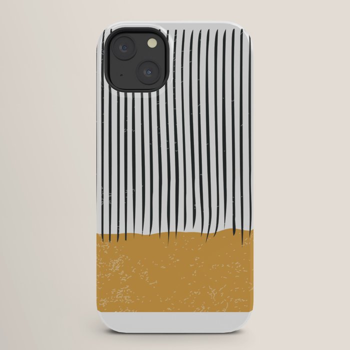 (White Background) Mid Century Modern Minimalist Rothko Inspired Color Field With Lines Geometric Style  iPhone Case