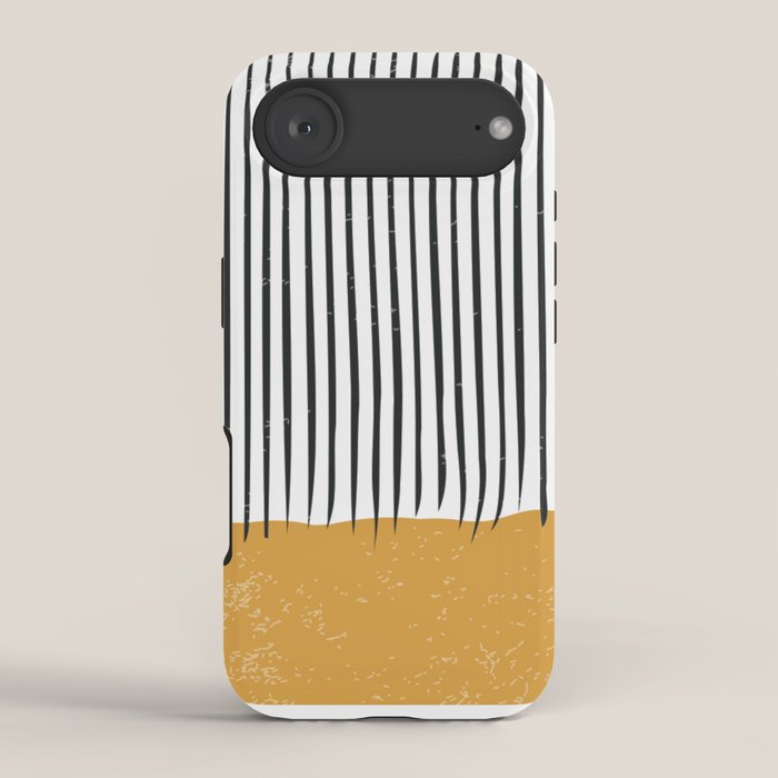 (White Background) Mid Century Modern Minimalist Rothko Inspired Color Field With Lines Geometric Style  iPhone Case