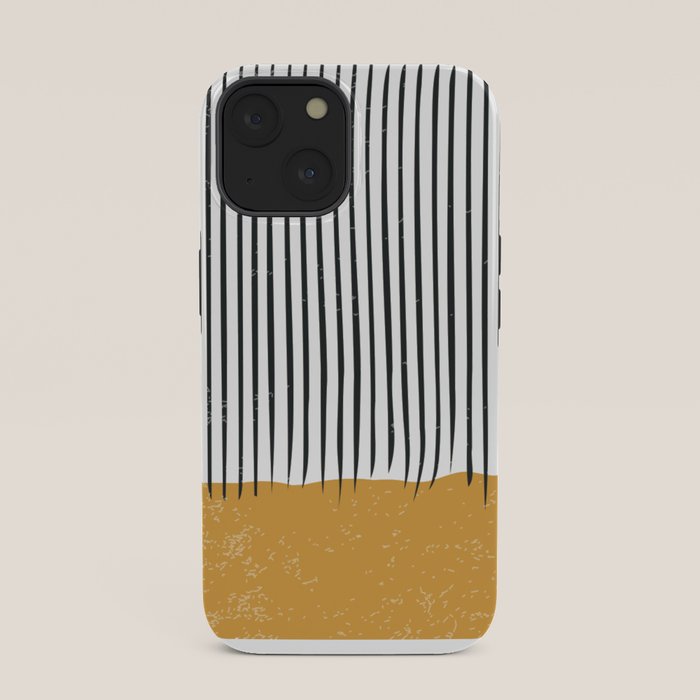 (White Background) Mid Century Modern Minimalist Rothko Inspired Color Field With Lines Geometric Style  iPhone Case