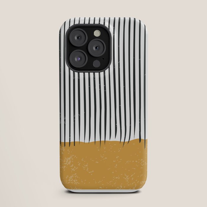 (White Background) Mid Century Modern Minimalist Rothko Inspired Color Field With Lines Geometric Style  iPhone Case