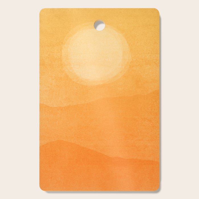 70s Style Golden Sunset Abstract Landscape Cutting Board