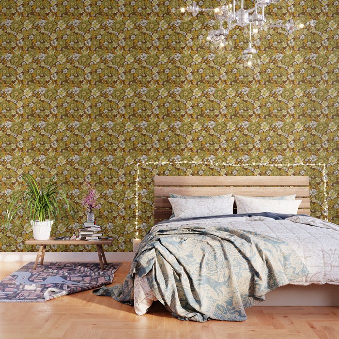 70s Retro Flower Power boho pattern Wallpaper