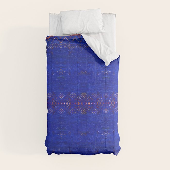 -A5- Royal Calm Blue Bohemian Moroccan Artwork. Comforter