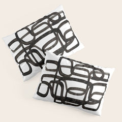 Writing On The Wall' Mid Century Modern Fun Abstract Shapes  Pillow Sham