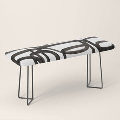 Writing On The Wall' Mid Century Modern Fun Abstract Shapes  Bench