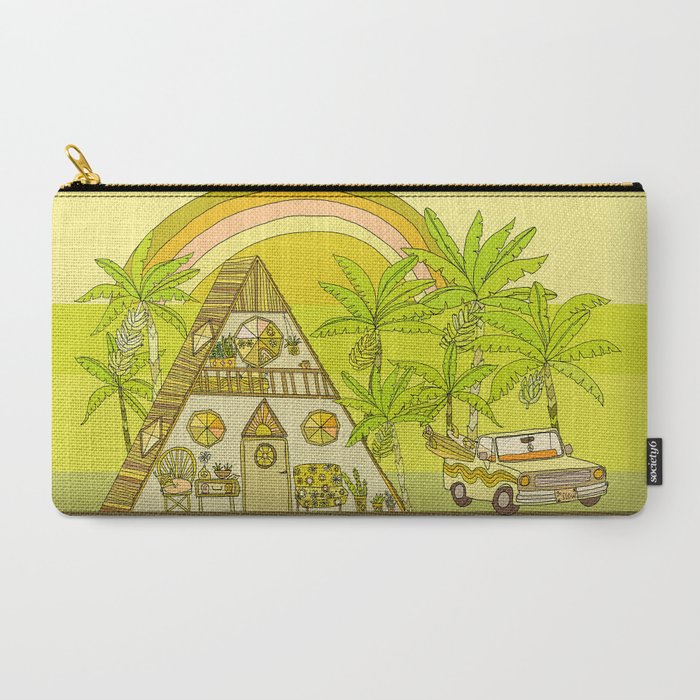 a frame simple living // banana pancakes // retro surf art by surfy birdy Carry All Pouch