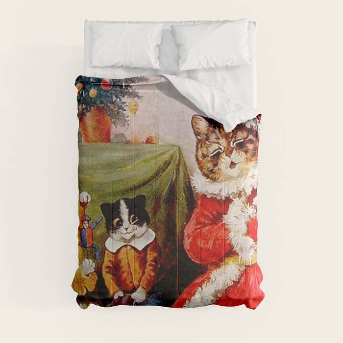 A Merry Christmas' Vintage Cat Art by Louis Wain Comforter