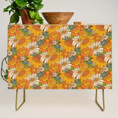 70s Retro Floral Credenza