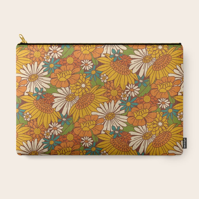 70s Retro Floral Carry All Pouch