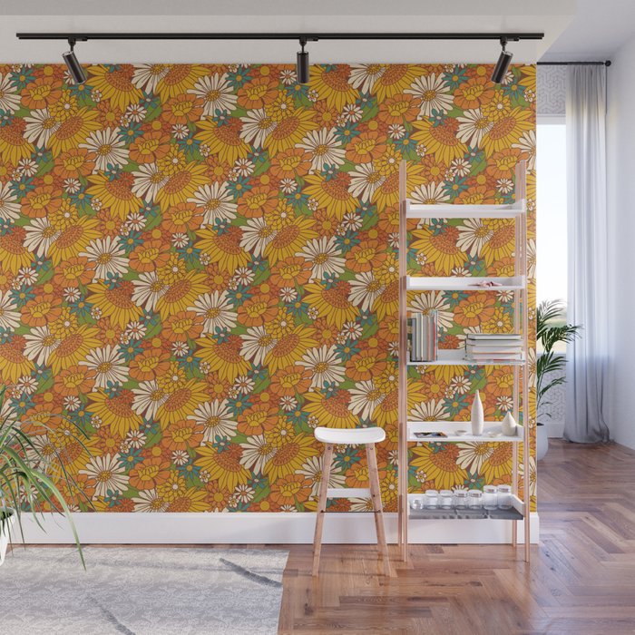 70s Retro Floral Wall Mural