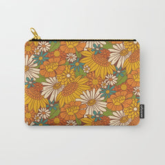 70s Retro Floral Carry All Pouch