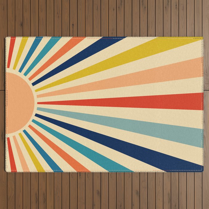 60s retro sun  Outdoor Rug