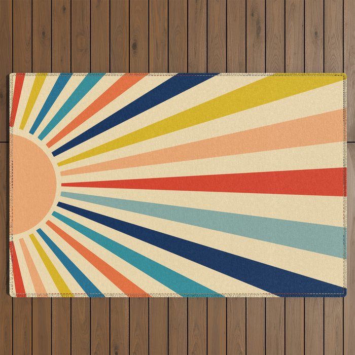 60s retro sun  Outdoor Rug