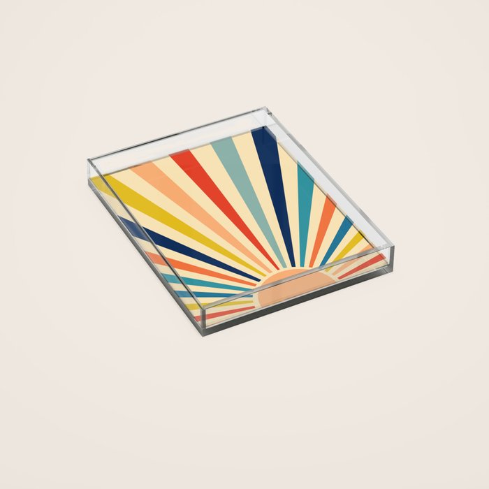 60s retro sun  Acrylic Tray