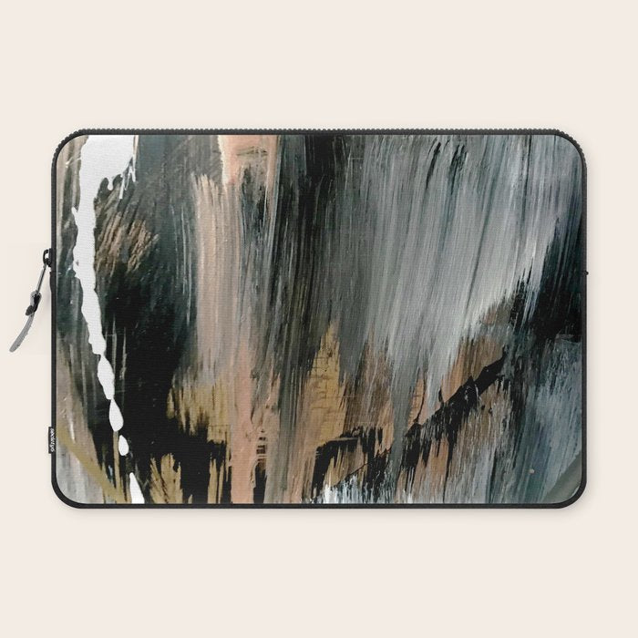 01025: a neutral abstract in gold, black, and white Laptop Sleeve