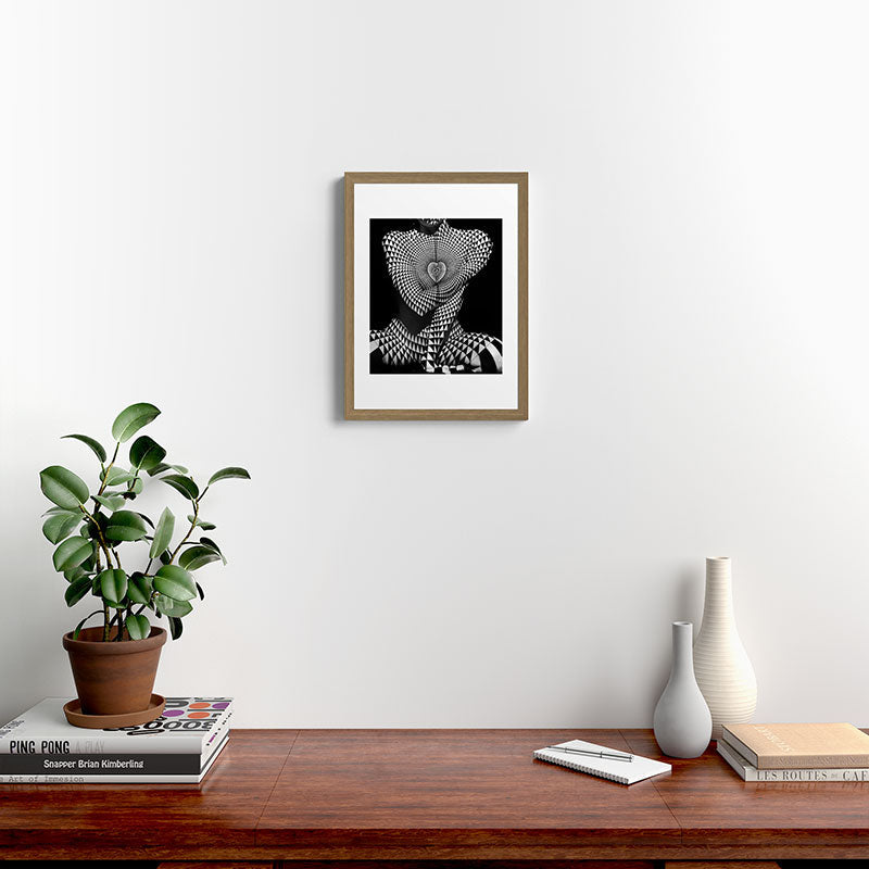 0622-JAL Heart Shape Pattern on Breasts and Nude Body Abstracted by Optical Patten Framed Art Print