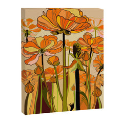 70s, Orange California poppies, mid century, 70s retro, flowers Canvas Print