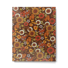 70s retro ditzy flowers, boho, browns, orange, hippie Metal Print