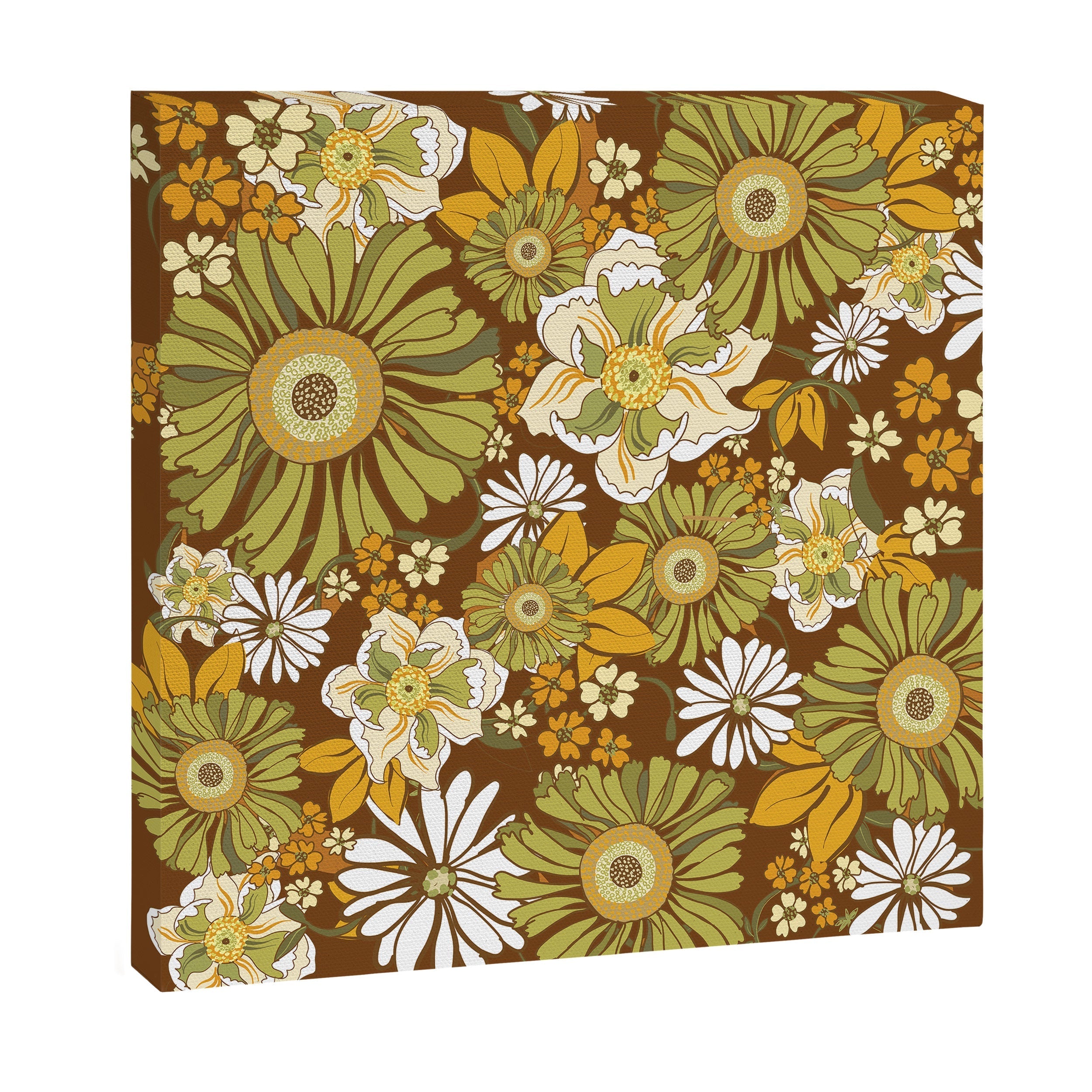 70s Retro Flower Power boho pattern Canvas Print