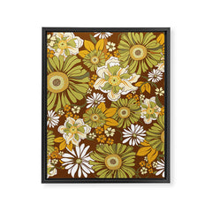 70s Retro Flower Power boho pattern Framed Canvas Print
