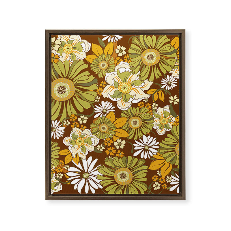 70s Retro Flower Power boho pattern Framed Canvas Print