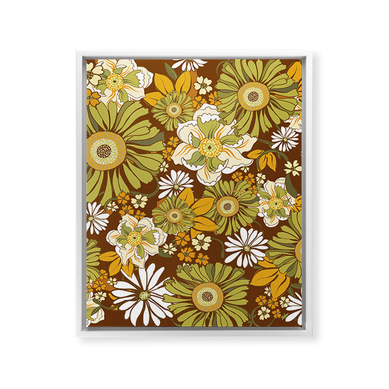 70s Retro Flower Power boho pattern Framed Canvas Print