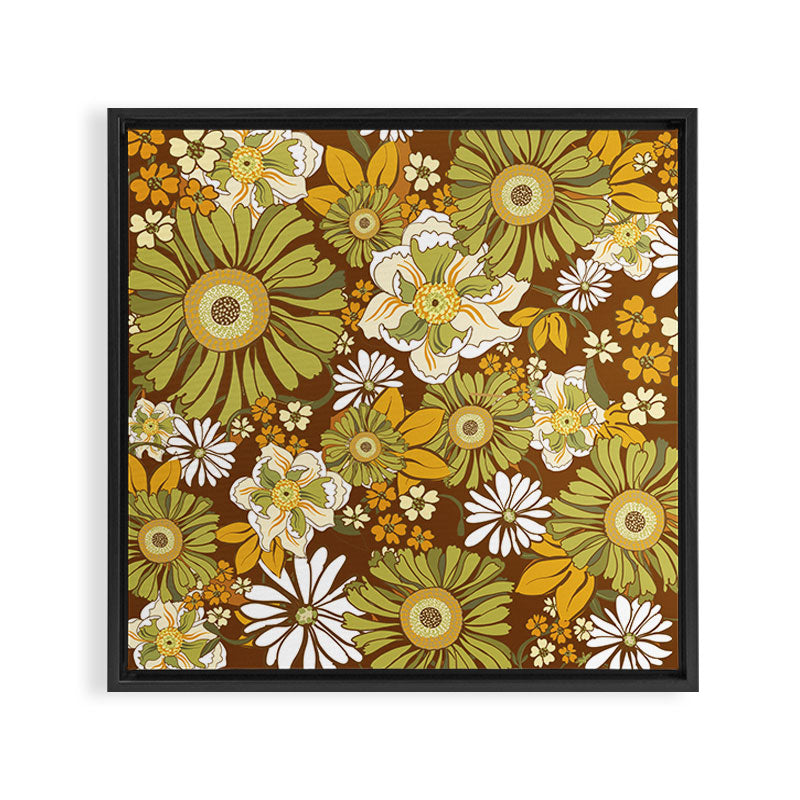 70s Retro Flower Power boho pattern Framed Canvas Print