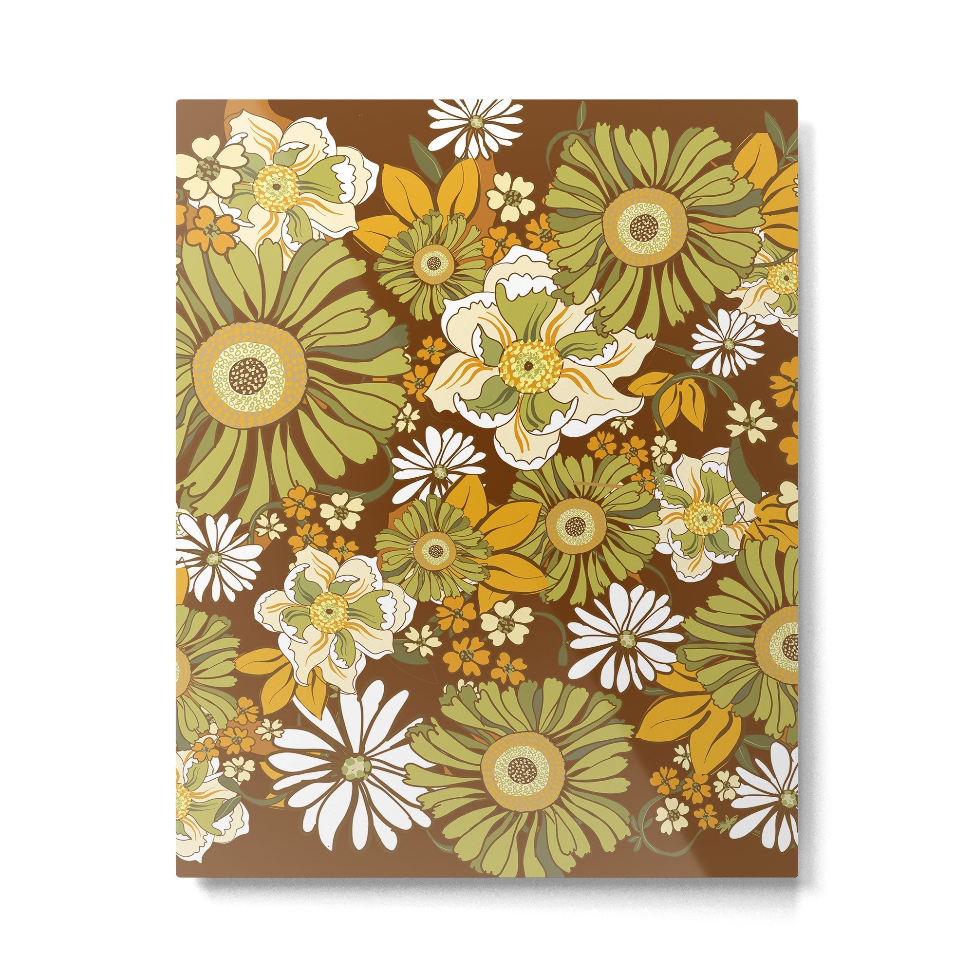 70s Retro Flower Power boho pattern Metal Print