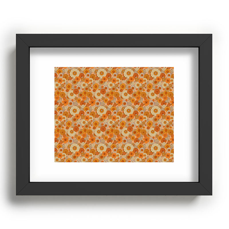 70s retro vintage daisies, flowers, orange, peach Framed Art Print