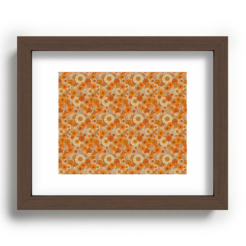 70s retro vintage daisies, flowers, orange, peach Framed Art Print