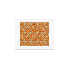 70s retro vintage daisies, flowers, orange, peach Art Print