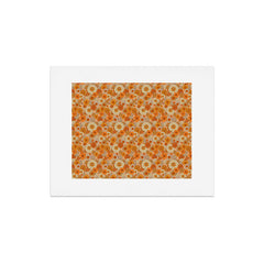 70s retro vintage daisies, flowers, orange, peach Art Print
