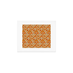 70s retro vintage daisies, flowers, orange, peach Art Print