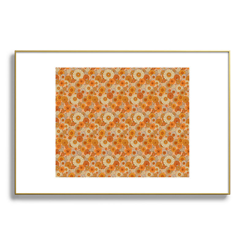 70s retro vintage daisies, flowers, orange, peach Framed Art Print