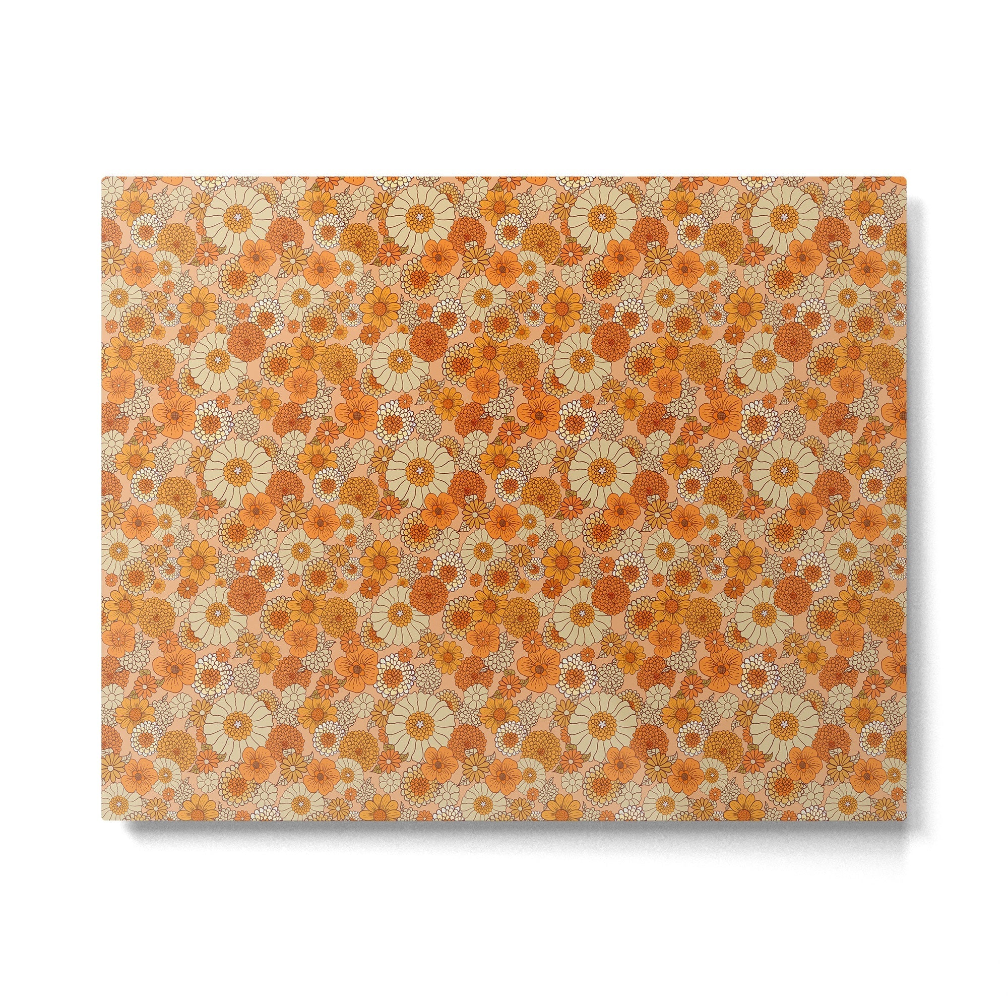 70s retro vintage daisies, flowers, orange, peach Metal Print