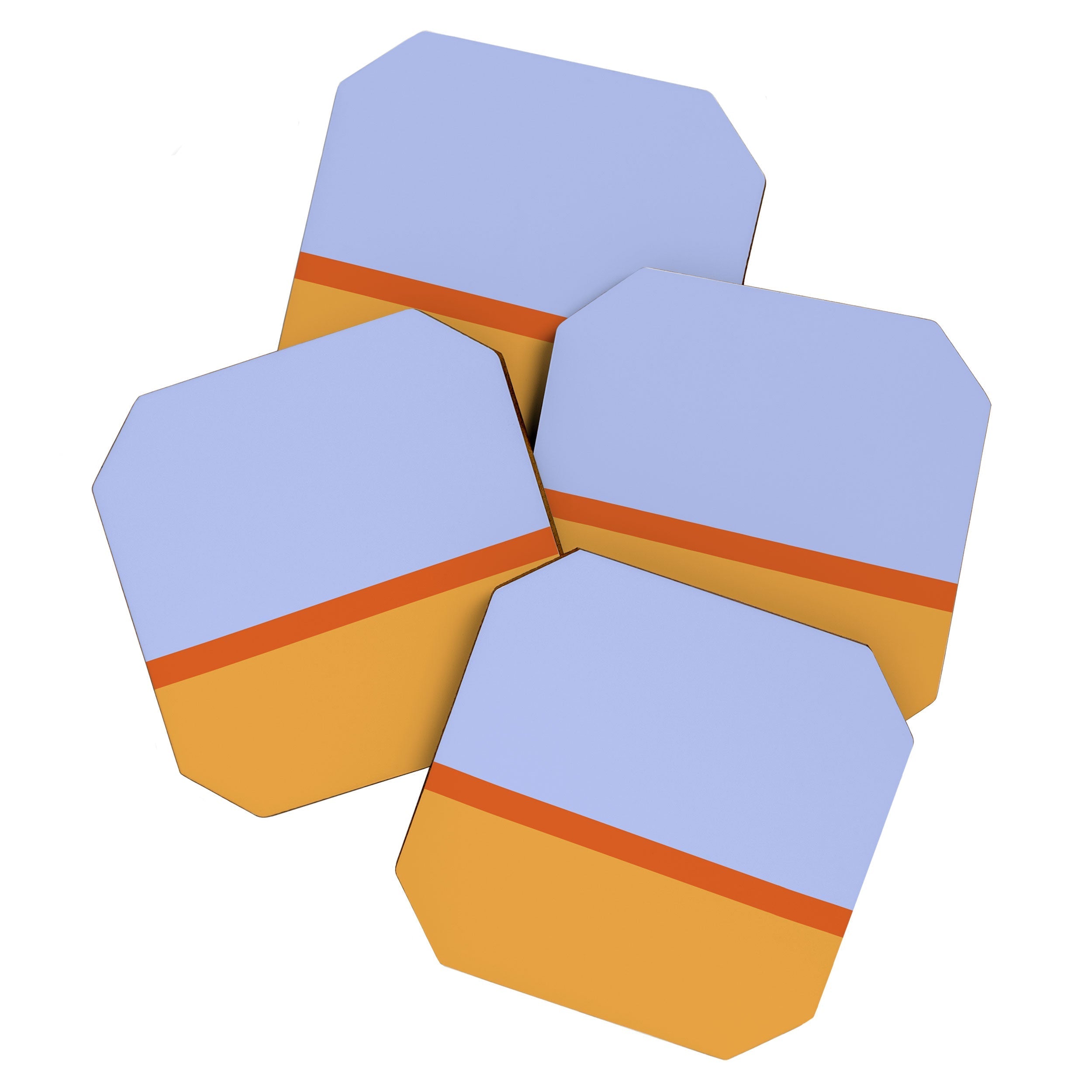 70s Summer Color Block Blue and Orange Coaster