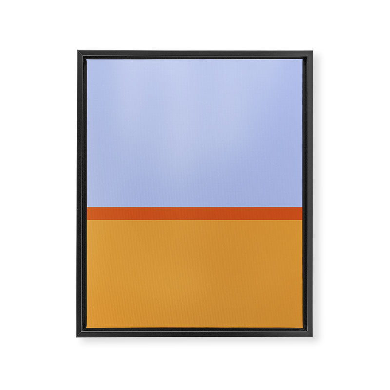 70s Summer Color Block Blue and Orange Framed Canvas Print