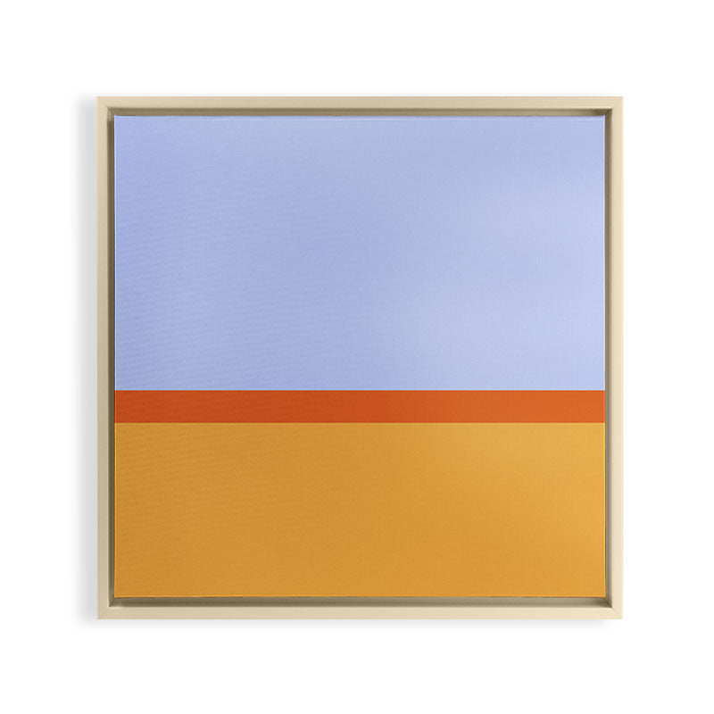 70s Summer Color Block Blue and Orange Framed Canvas Print