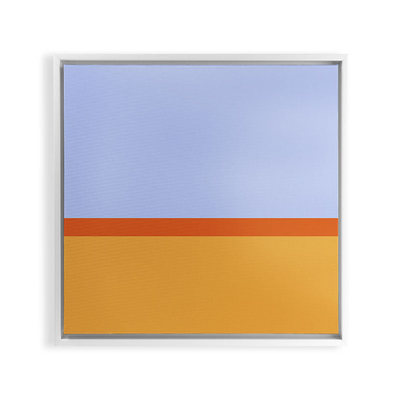 70s Summer Color Block Blue and Orange Framed Canvas Print