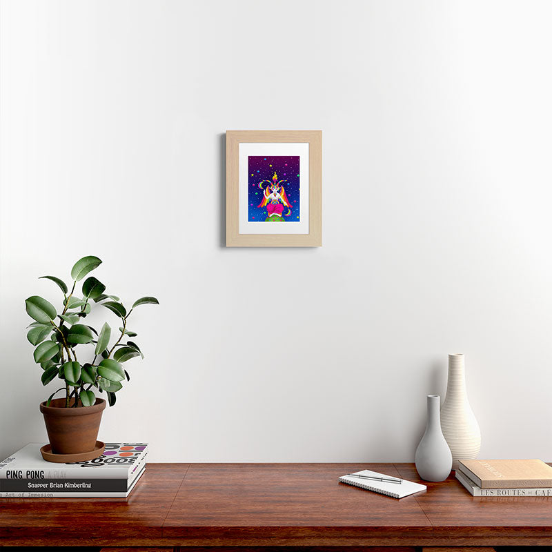 1997 Neon Rainbow Baphomet Framed Art Print