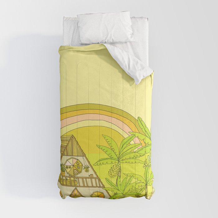 a frame simple living // banana pancakes // retro surf art by surfy birdy Comforter